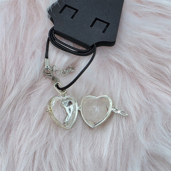 Pink Rose Quartz Crystal Sphere w/ Angel Wings Locket Necklace - Picture 6 of 7